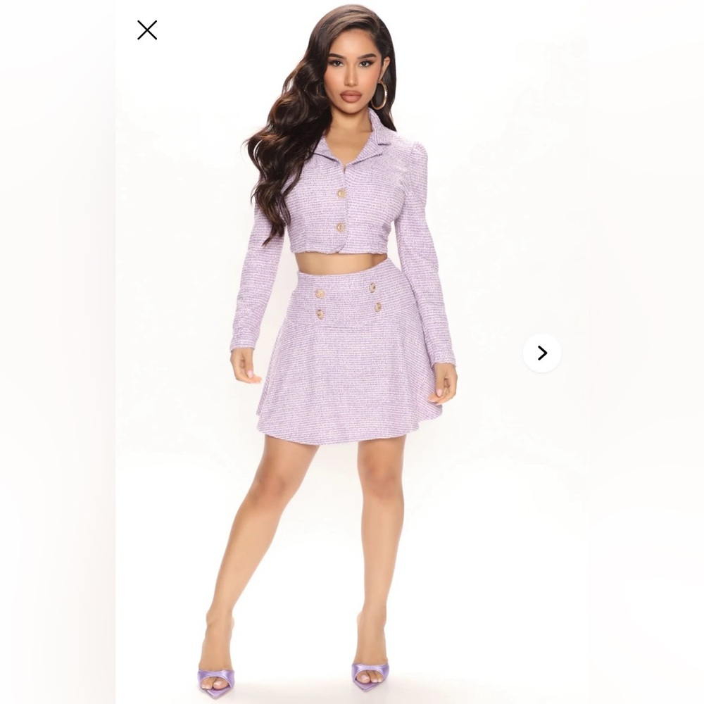 Fashion Nova Purple and White Two piece set - WORN ONCE In Paris